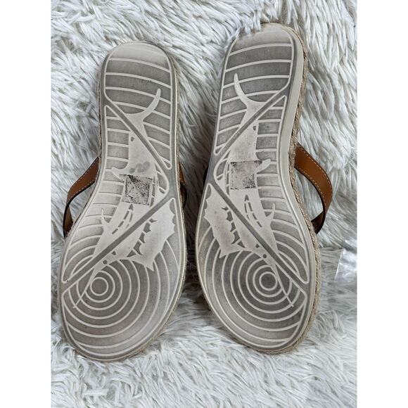 Lucky Brand Sandals Shoes Womens Size 8M Brown Leather Thong Espadrille Wedge - Picture 7 of 7